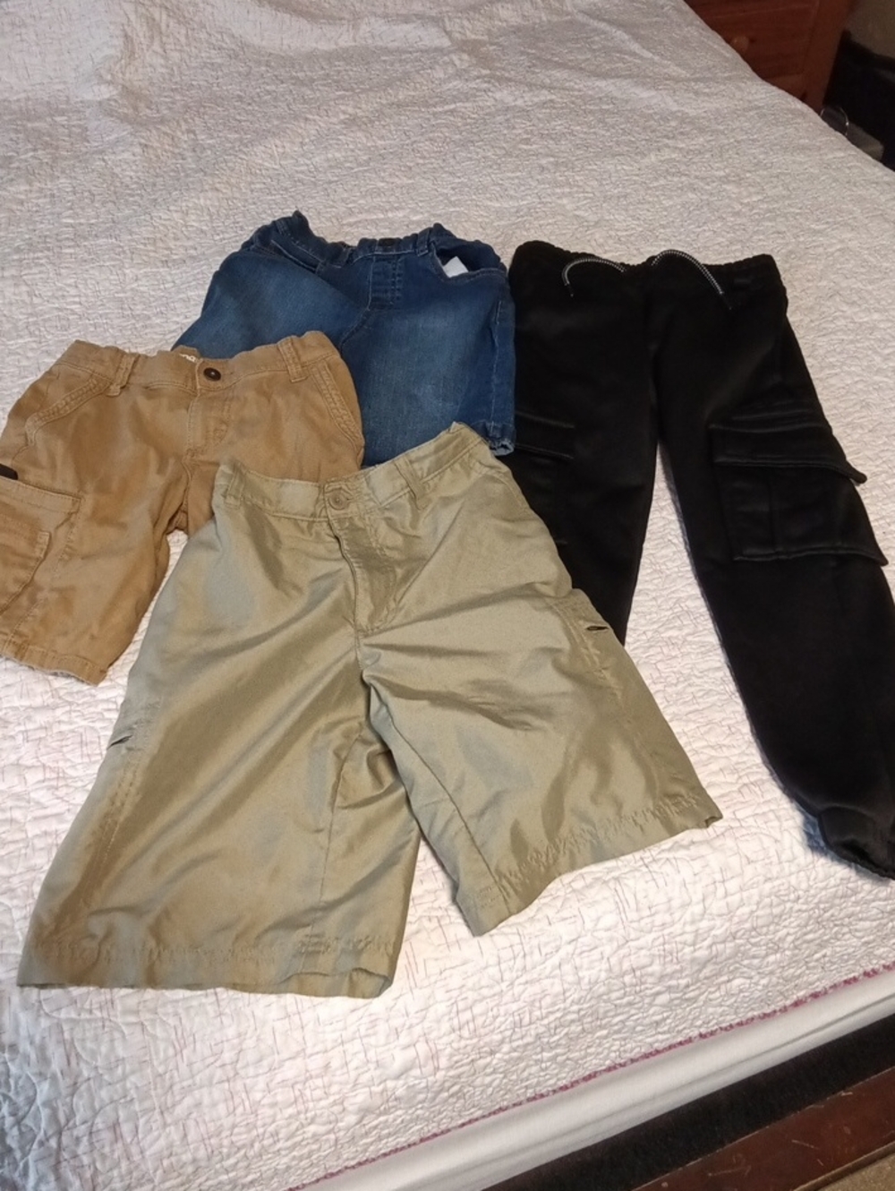 Lot Of 4 Size 8 Boys Shorts and Cargo Joggers - Black, Tan, Khaki, Blue